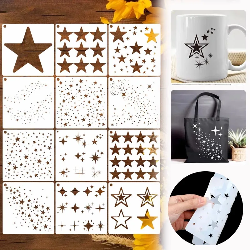 Scrapbooking - 1-5Bags Shiny Star Stencil Template for