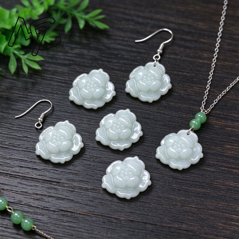 Beading - 5Pcs Natural A Grade Jadeite Lotus