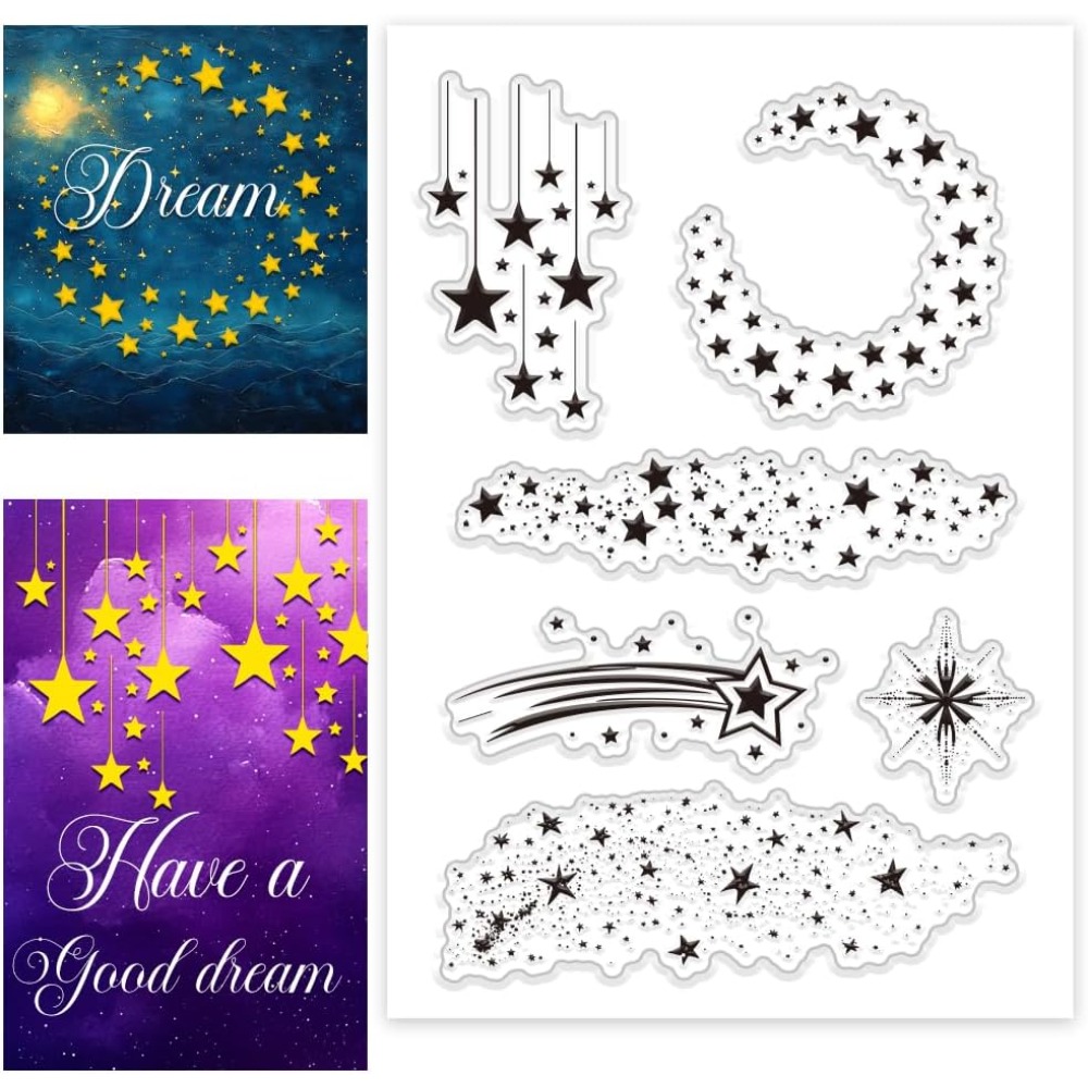 Star Clear Stamps Night Stars  - Clear Silicone Stamps For Card Making recension och pris