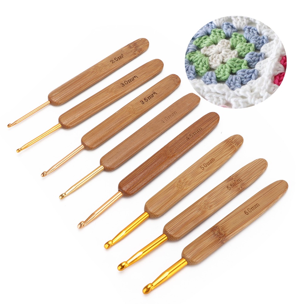 8pcs 2.5-6mm Sizes Crochet Hoo - Wooden Crochet Hooks Ergonomic Handle recension och pris