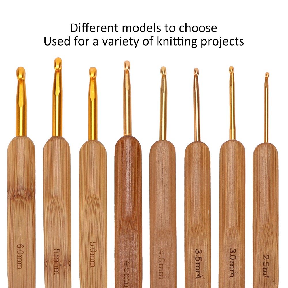8pcs 2.5-6mm Sizes Crochet Hoo - Wooden Crochet Hooks Ergonomic Handle recension och pris