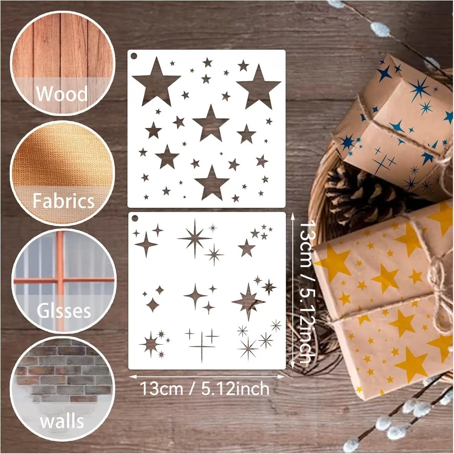 1-5Bags Shiny Star Stencil Tem - Scrapbooking recension och pris