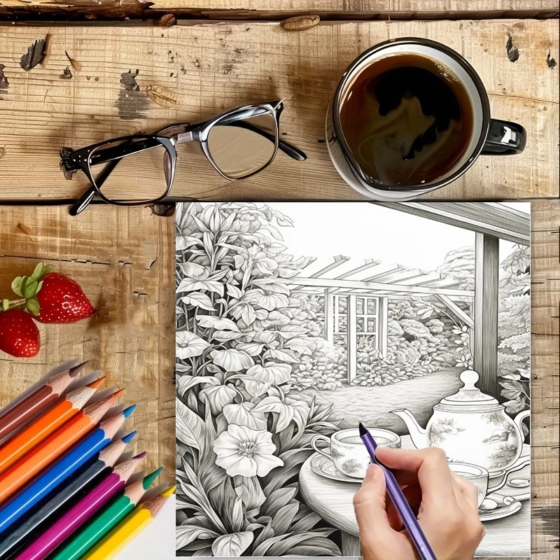 Tea In The Gardens Coloring Bo - Painting Supplies recension och pris